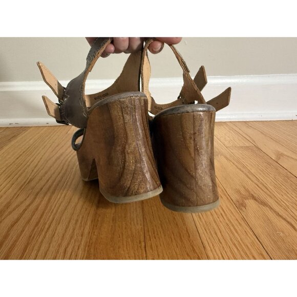 Bed Stu Womens 7.5 Kenya Sandals Distressed Leather Platform Chunky Wooden Heels - Picture 8 of 13